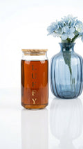 Customised Glass Tumbler with Wooden Lid & Straw