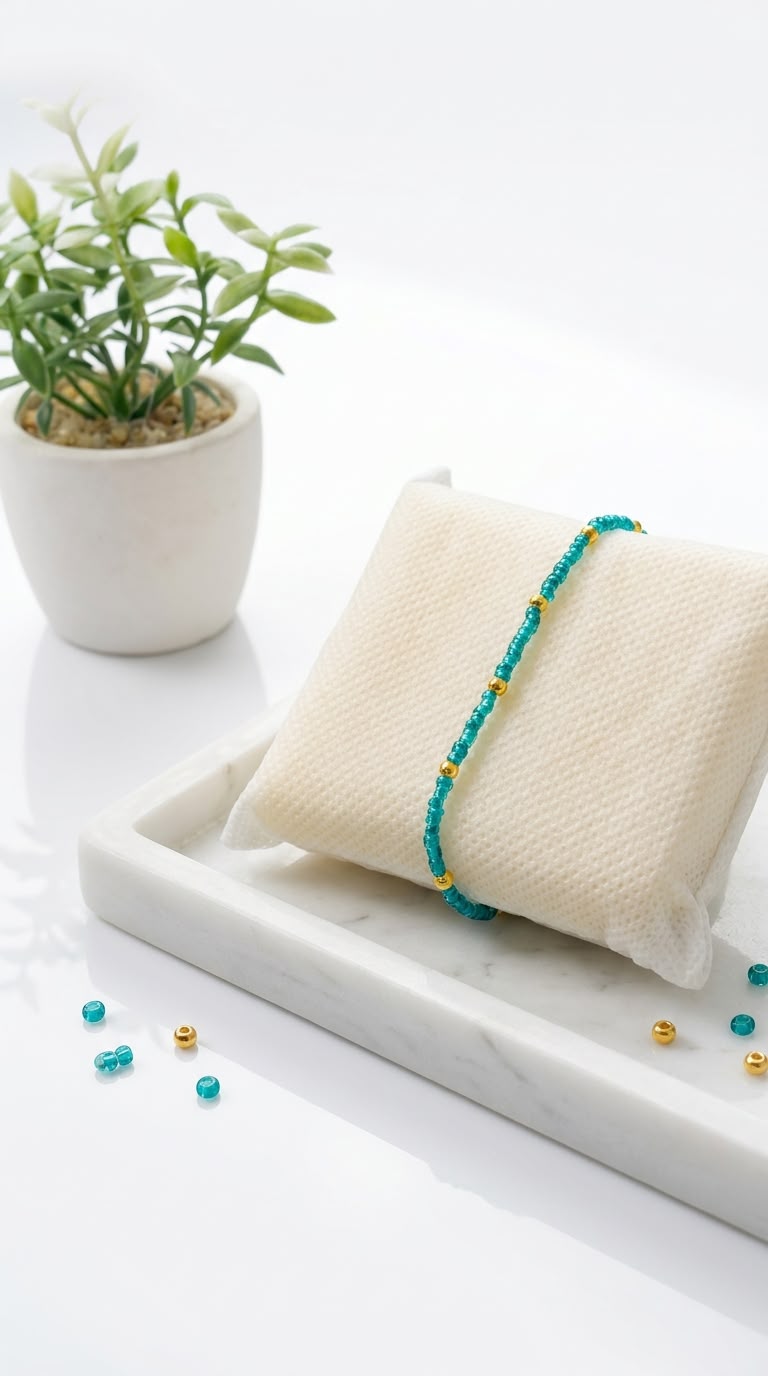 Beaded Bracelet With Golden Touch [Adjustable]