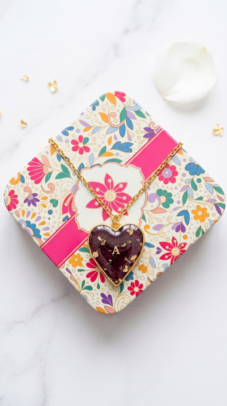 Personalized Flower Preservation Initial Pendant