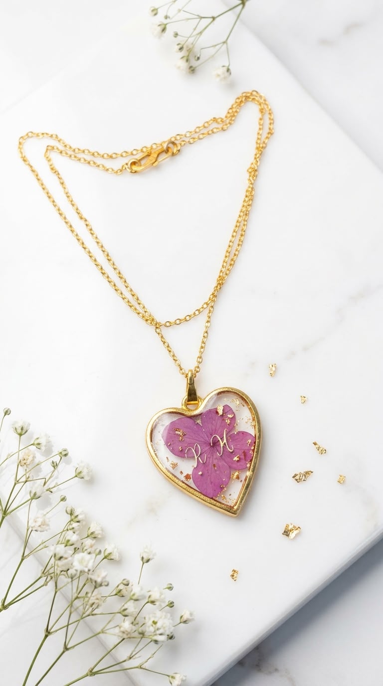 Personalized Floral Pendant
