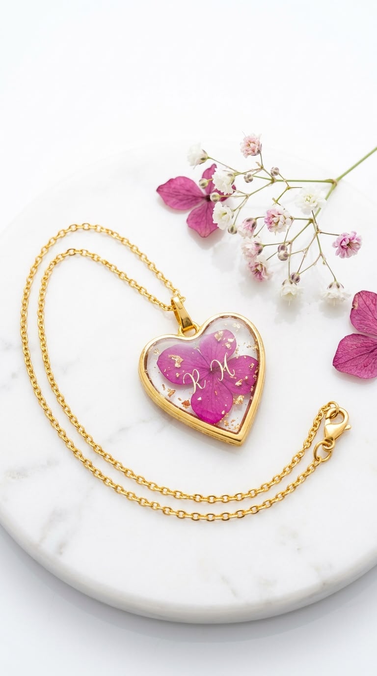 Personalized Floral Pendant