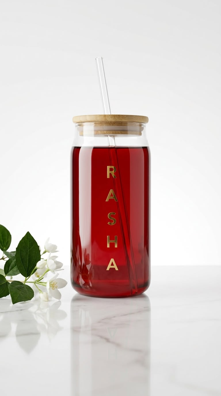 Customised Glass Tumbler with Wooden Lid & Straw