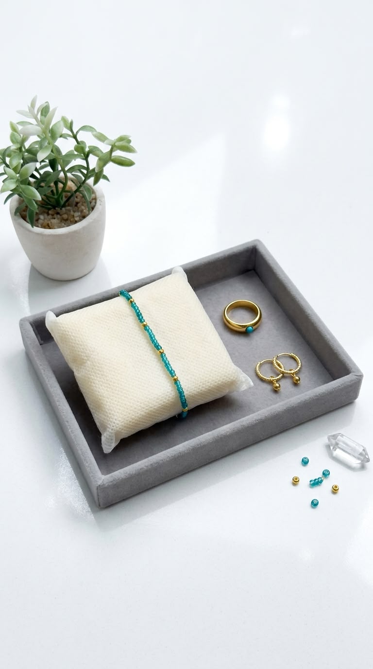 Beaded Bracelet With Golden Touch [Adjustable]