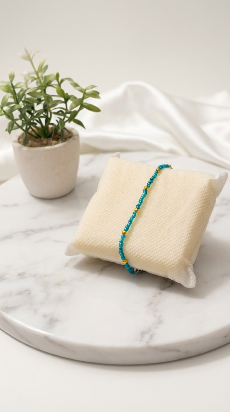 Beaded Bracelet With Golden Touch [Adjustable]